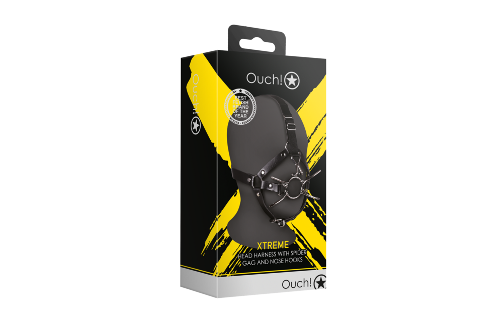 Head Harness with Spider Gag and Nose Hooks