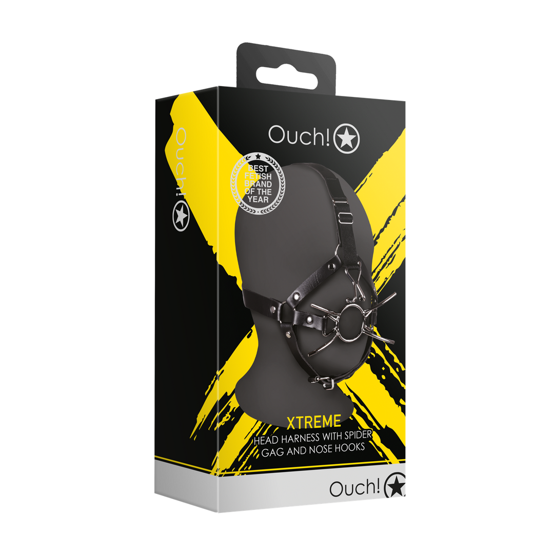 Head Harness with Spider Gag and Nose Hooks