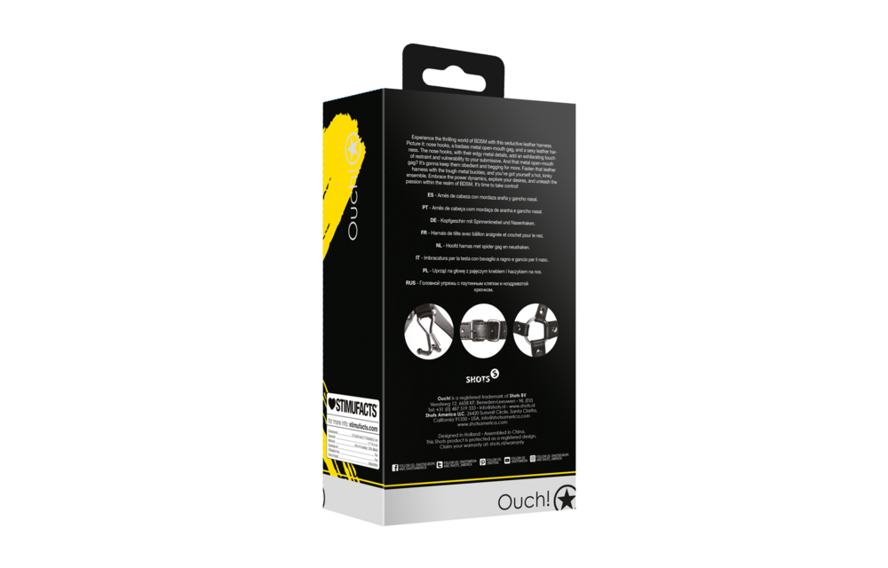 Head Harness With Spider Gag & Nose Hooks – Tough & Safe