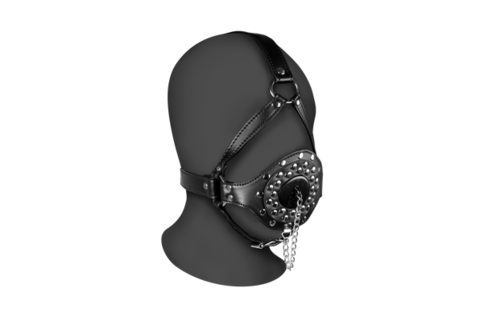 Open Mouth Gag Head Harness with Plug Stopper