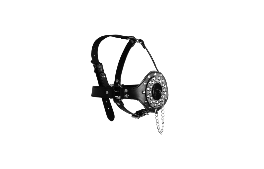 Open Mouth Gag Head Harness with Plug Stopper