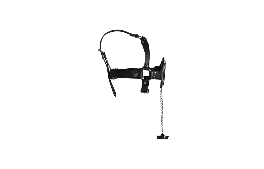 Open Mouth Gag Head Harness with Plug Stopper