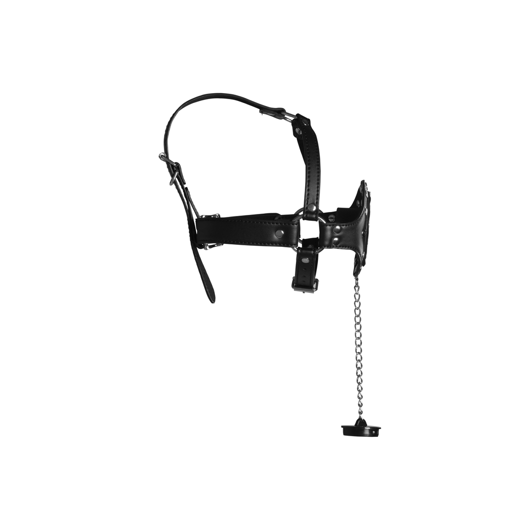 Open Mouth Gag Head Harness with Plug Stopper