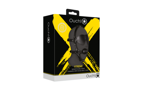 Blindfolded Head Harness with Solid Ball Gag
