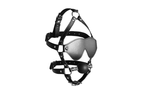 Blindfolded Head Harness with Ball Gag – Sensation & Intimacy