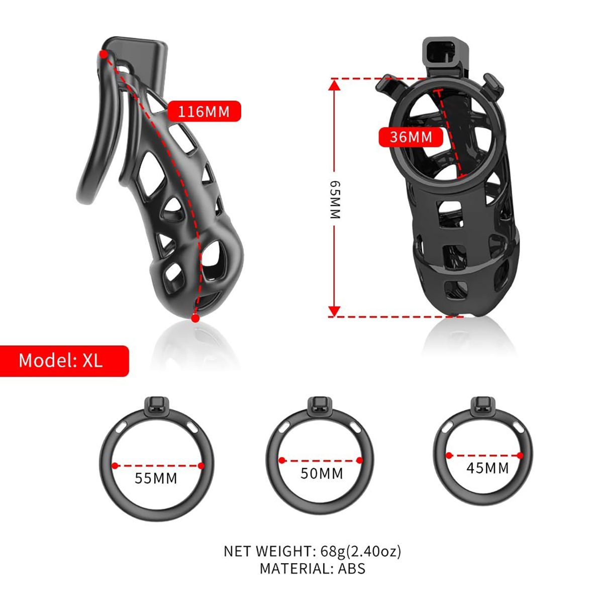 Sevanda Rattlesnake Chastity Cage Short in 5 Sizes | ABS