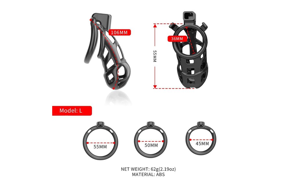 Sevanda Rattlesnake Chastity Cage Short in 5 Sizes | ABS