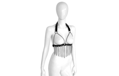 Leather Bra with Chains