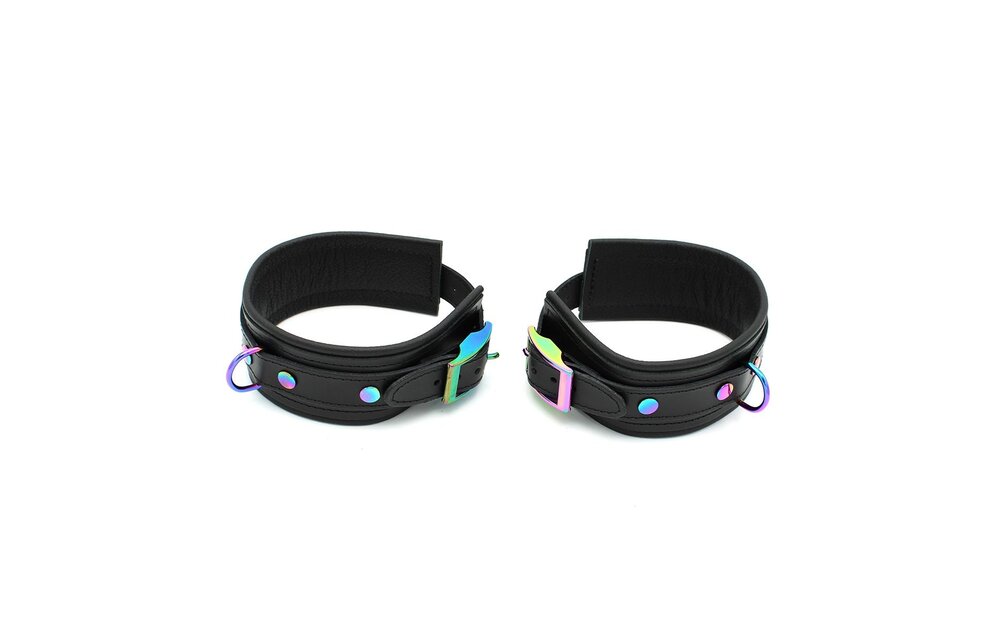 Leather Ankle Cuffs Black Rainbow | Stylish & Comfortable