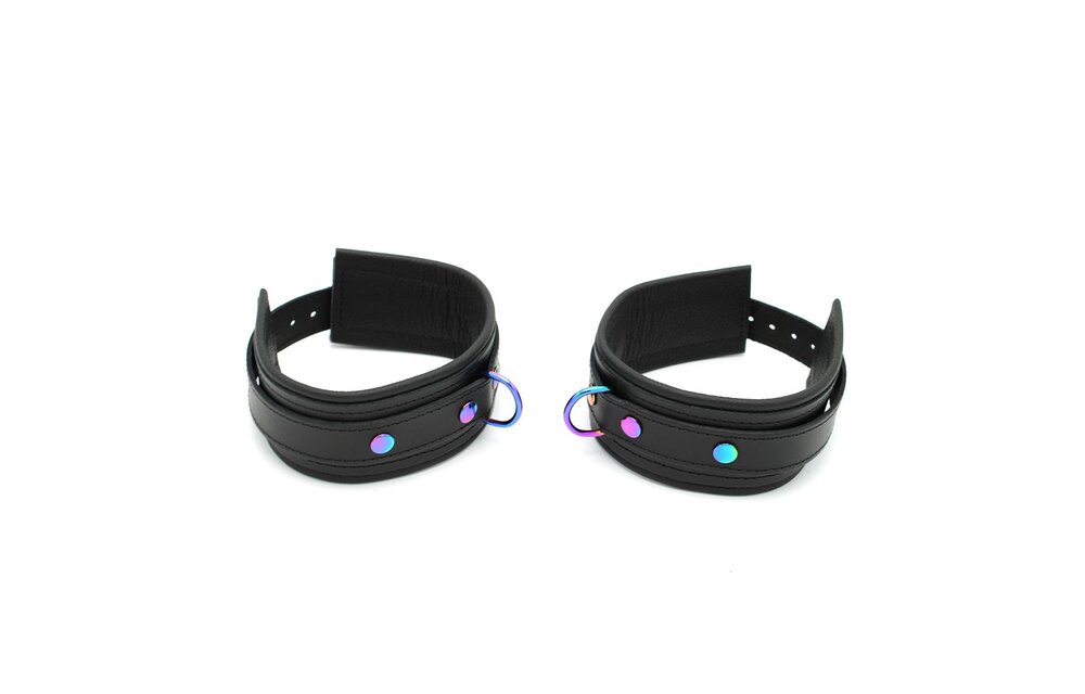 Leather Ankle Cuffs Black Rainbow | Stylish & Comfortable