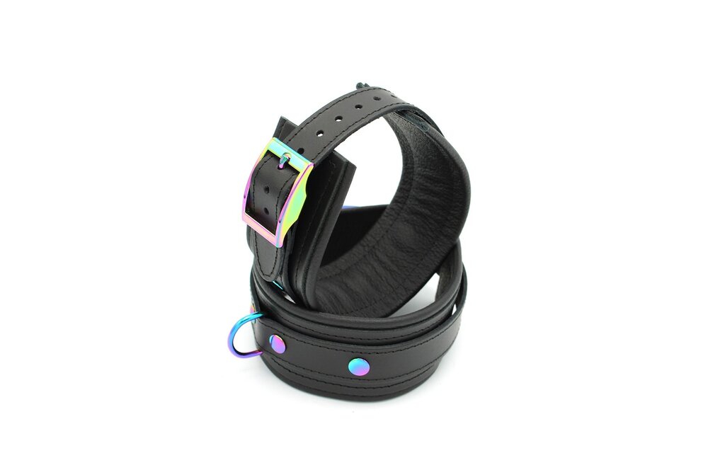 Leather Ankle Cuffs Black Rainbow | Stylish & Comfortable