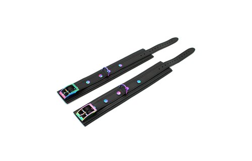 Leather Ankle Cuffs Black Rainbow