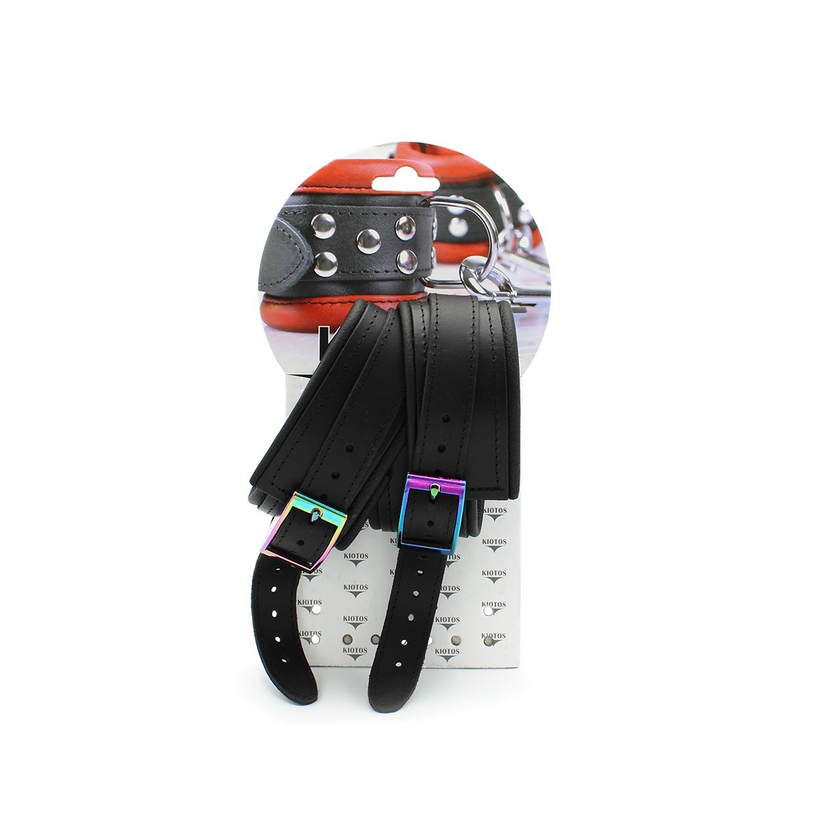 Leather Ankle Cuffs Black Rainbow