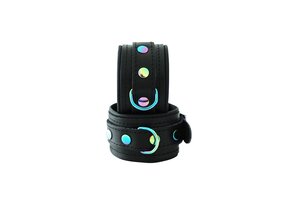 Leather Handcuffs Black Rainbow