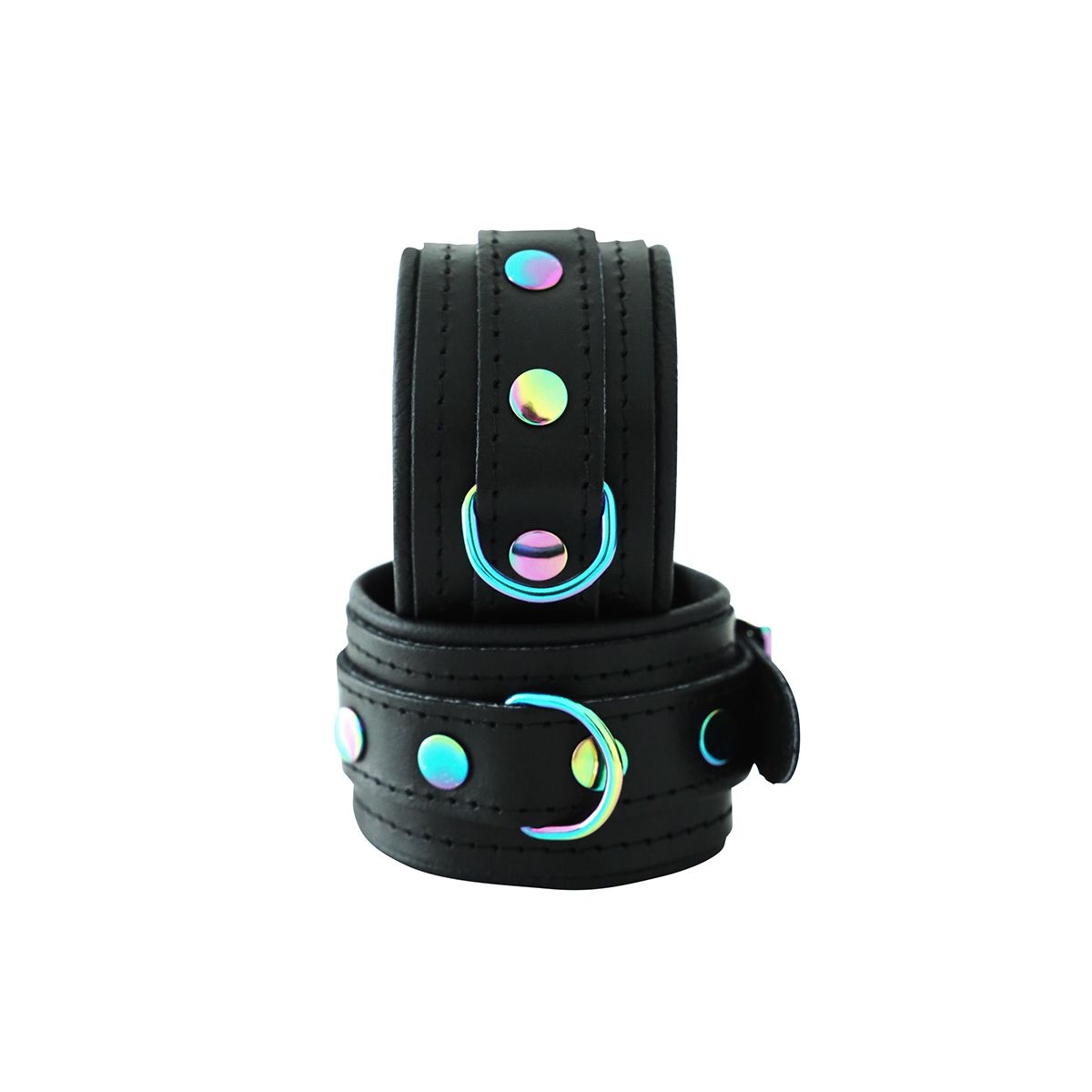 Leather Handcuffs Black Rainbow