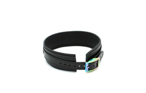 Lederhalsband Schwarz Regenbogen | Stilvoll & bequem