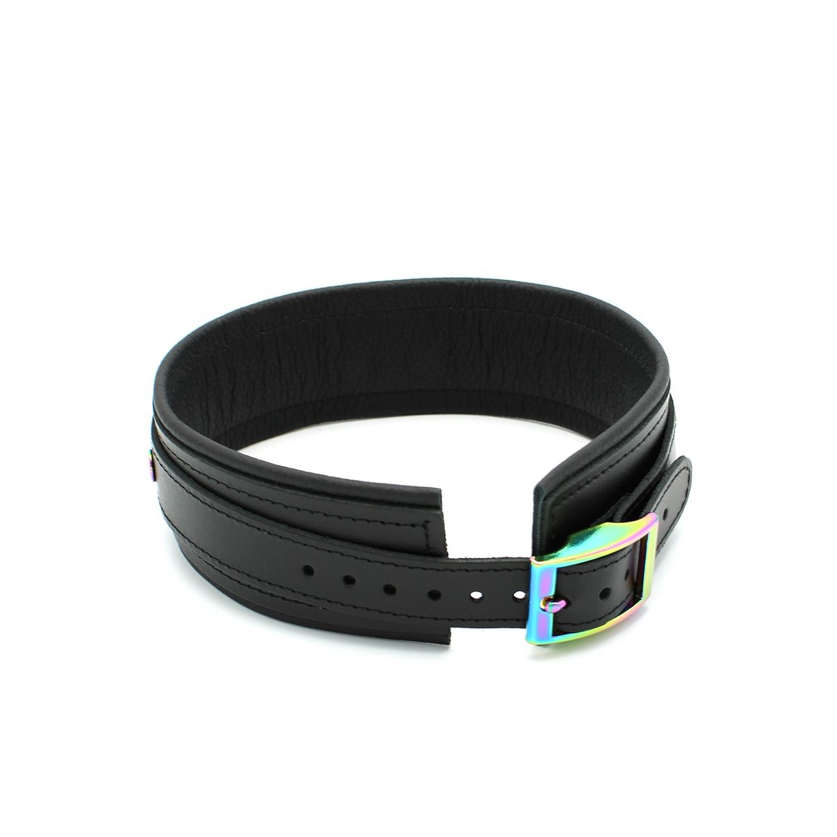 Leder Collar Schwarz Regenbogen