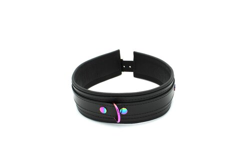 Leren Halsband Zwart Regenboog | Stijlvol & Comfortabel
