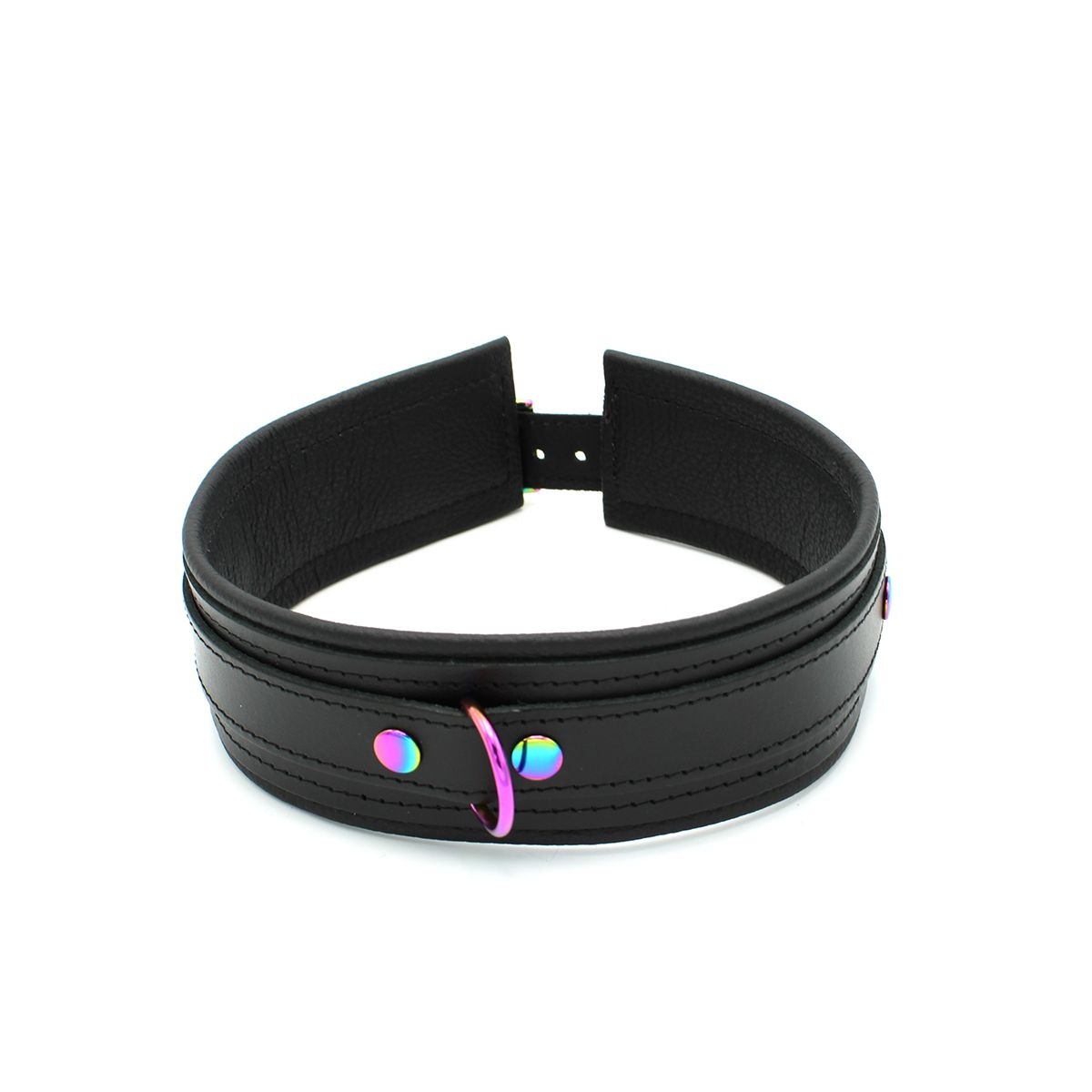 Leather Collar Black Rainbow | Stylish & Comfortable