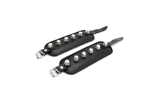 Leather Padded Handcuffs Spikey Nuts