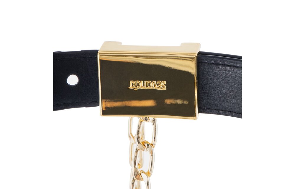 Sevanda Beg Keuschheitsgürtel Gold & Schwarz mit Edelstein-Plug