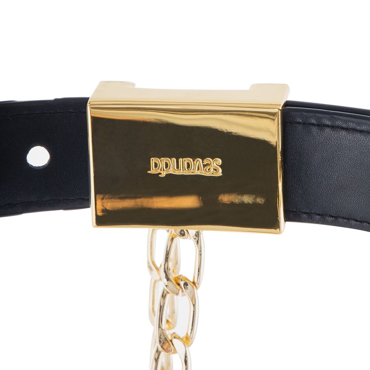 Sevanda Beg Keuschheitsgürtel Gold & Schwarz mit Edelstein-Plug