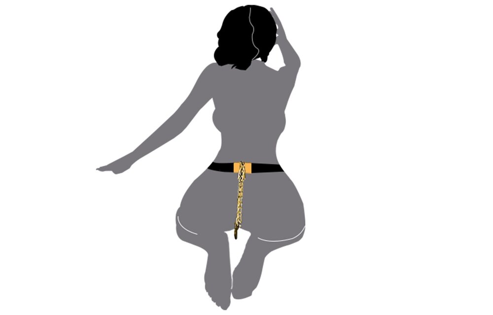 Sevanda Beg Kuisheidsbroek Goud & Zwart met Edelsteen Plug