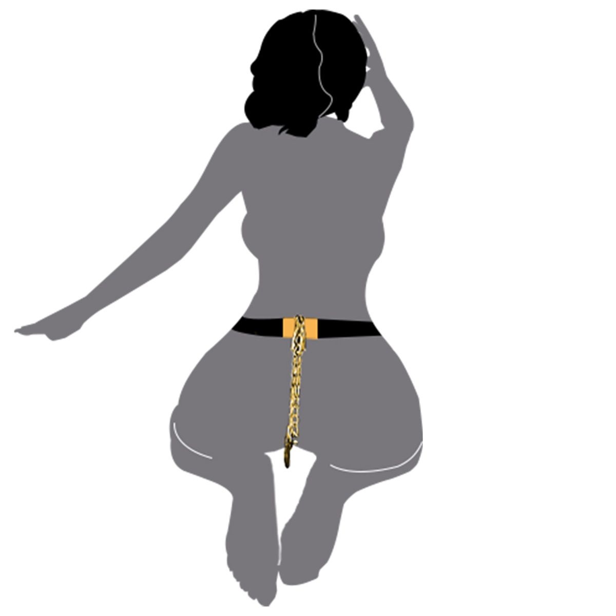 Sevanda Beg Chastity Trousers Gold & Black with Gemstone Plug