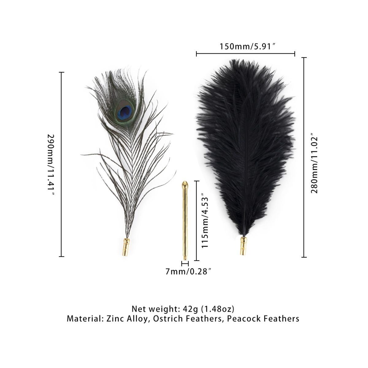 Natural Peacock Flirting Feather Tickler