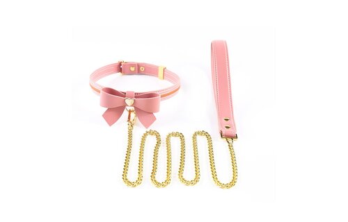 Love Heart Vlinder Leren Halsband Set