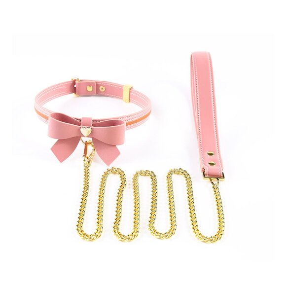 Love Heart Butterfly Leather Collar Set