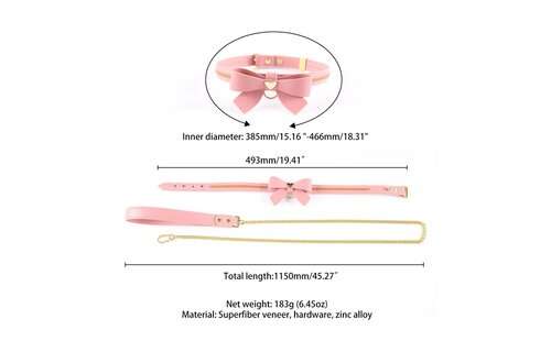 Love Heart Vlinder Leren Halsband Set