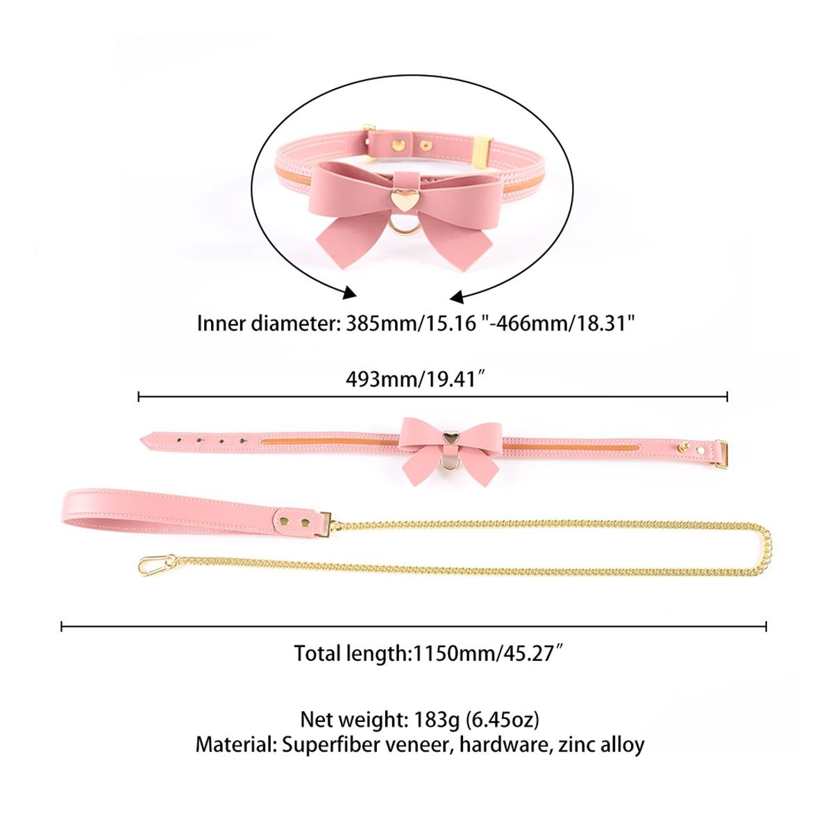 Love Heart Butterfly Leather Collar Set