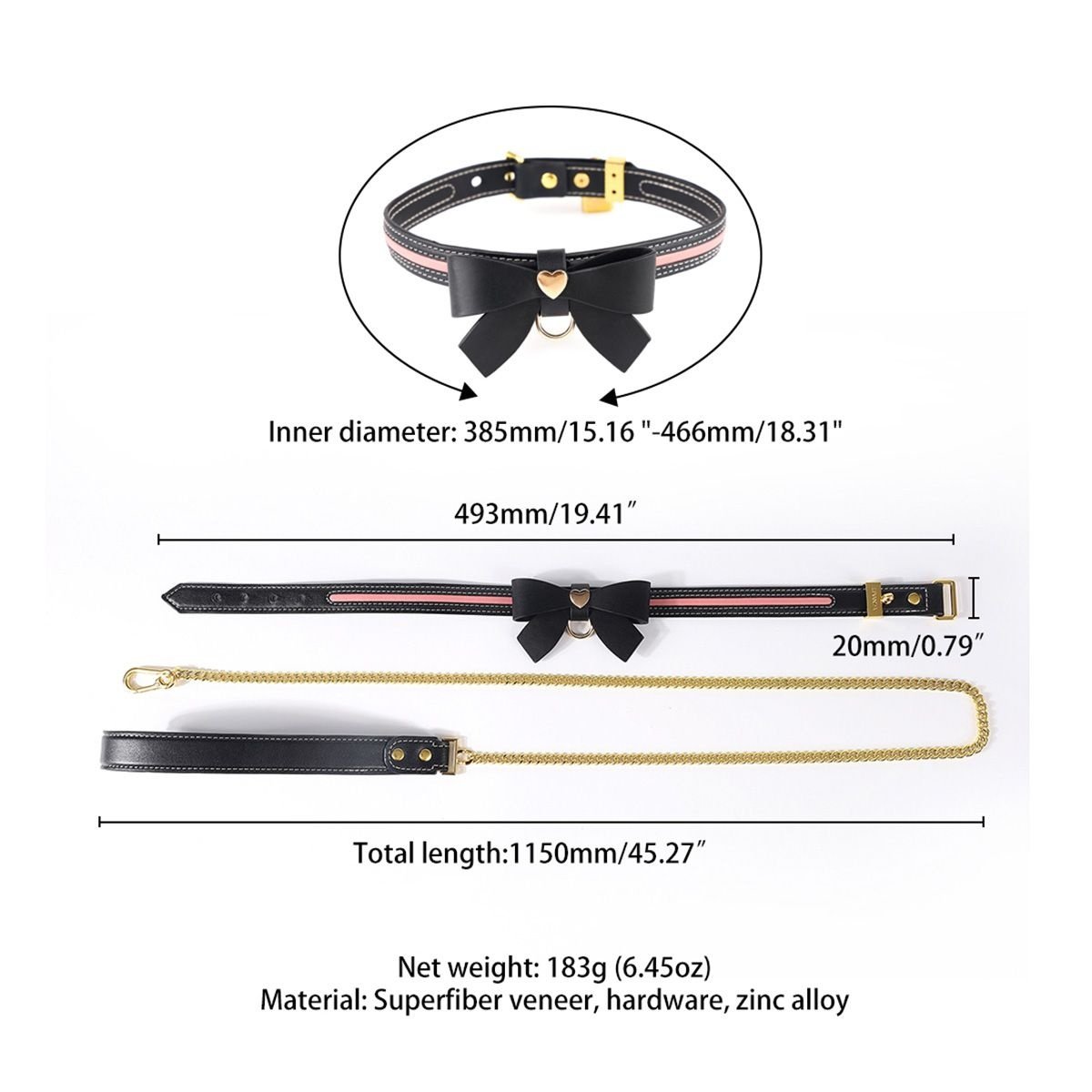 Love Heart Vlinder Leren Halsband Set