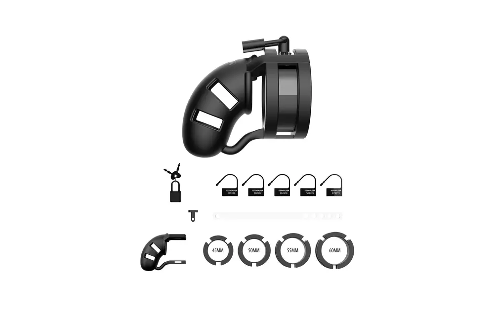 Chastity Cage V18 With Ball Splitter – Ultimate Control Black