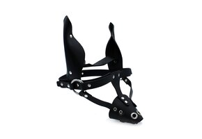 Black Leather Dog Mask with Ears & Snout