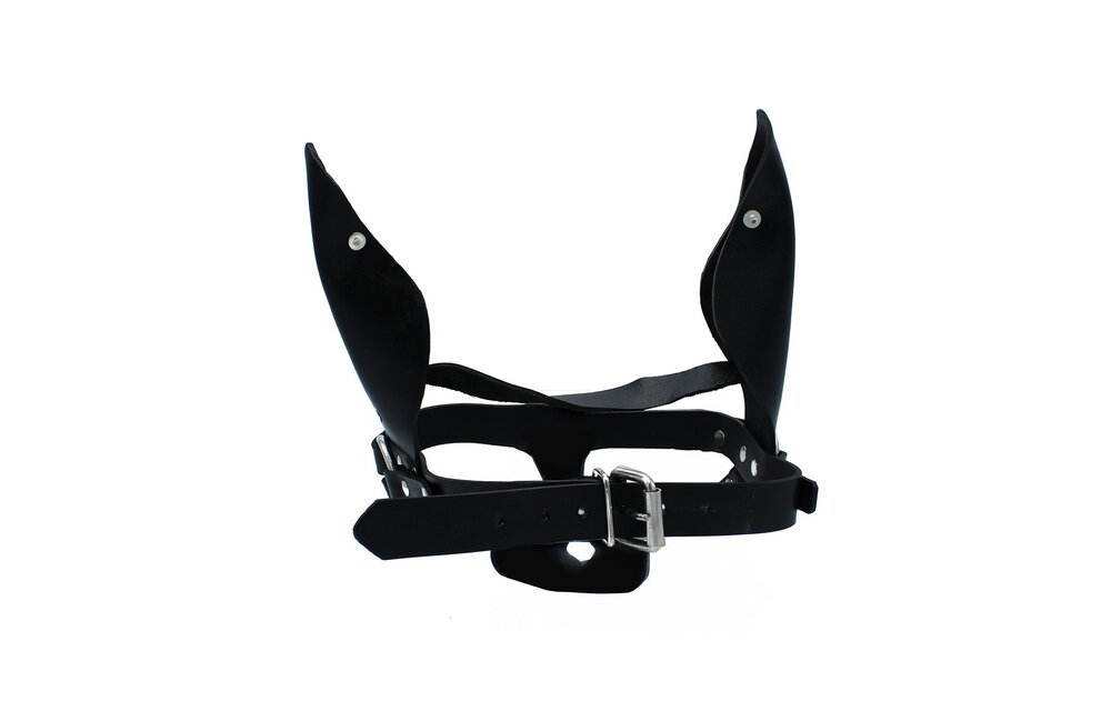 Black Leather Dog Mask With Ears And Muzzle – Durable & Authentic