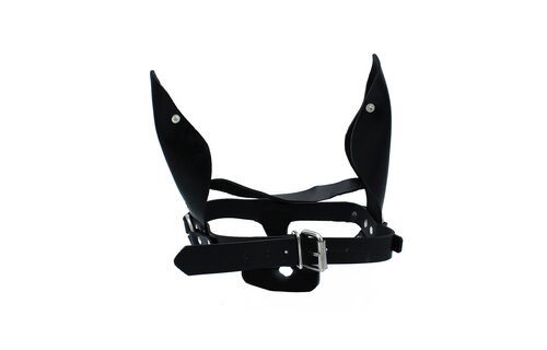 Schwarze Leder-Hundemaske mit Ohren und Schnauze – Langlebig & authentisch