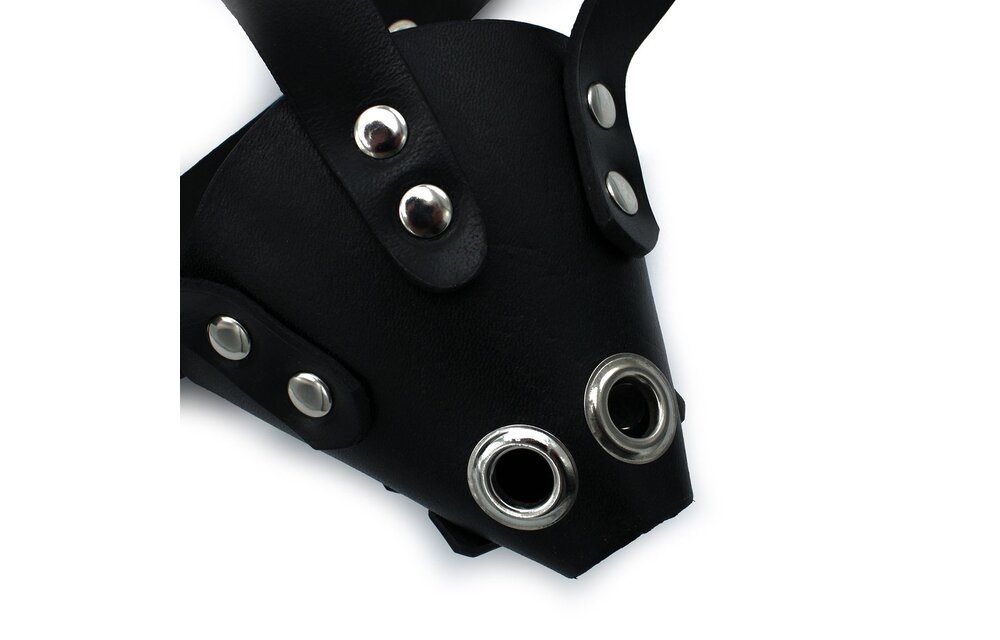 Zwart Leren Hondenmasker Met Oren En Snuit – Duurzaam & Authentiek