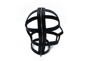 Black Leather Head Cage with Zipper