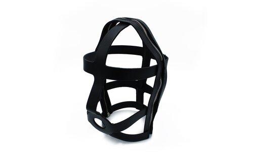Black Leather Head Cage with Zipper