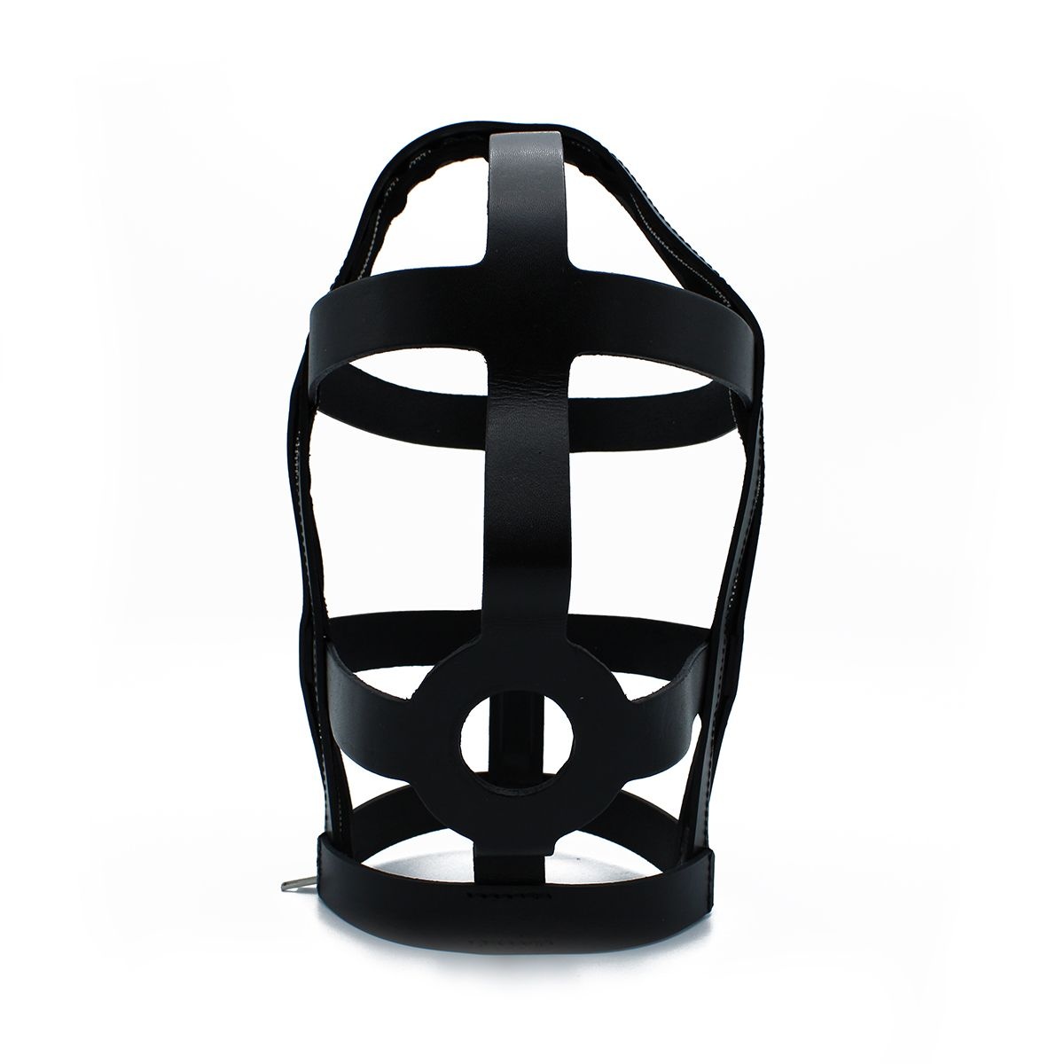 Black Leather Head Cage with Zipper
