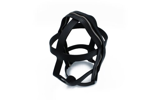 Black Leather Head Cage with Zipper