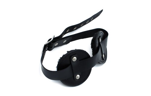 Schwarze Augenbinde aus Leder mit verstellbaren Augenklappen