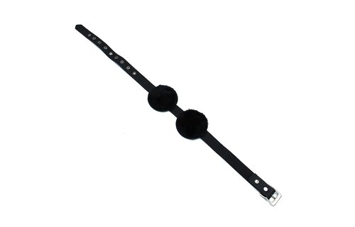 Schwarze Augenbinde aus Leder mit verstellbaren Augenklappen