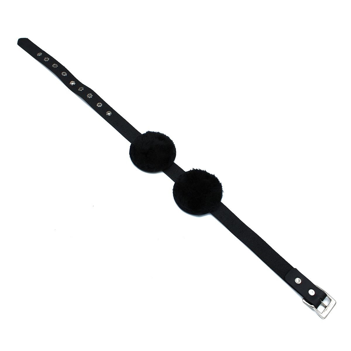 Schwarze Augenbinde aus Leder mit verstellbaren Augenklappen