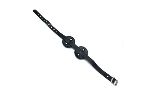 Black Leather Blindfold with Adjustable Eye Patches