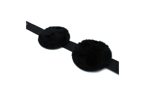 Schwarze Augenbinde aus Leder mit verstellbaren Augenklappen