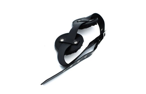 Black Leather Blindfold with Adjustable Eye Patches