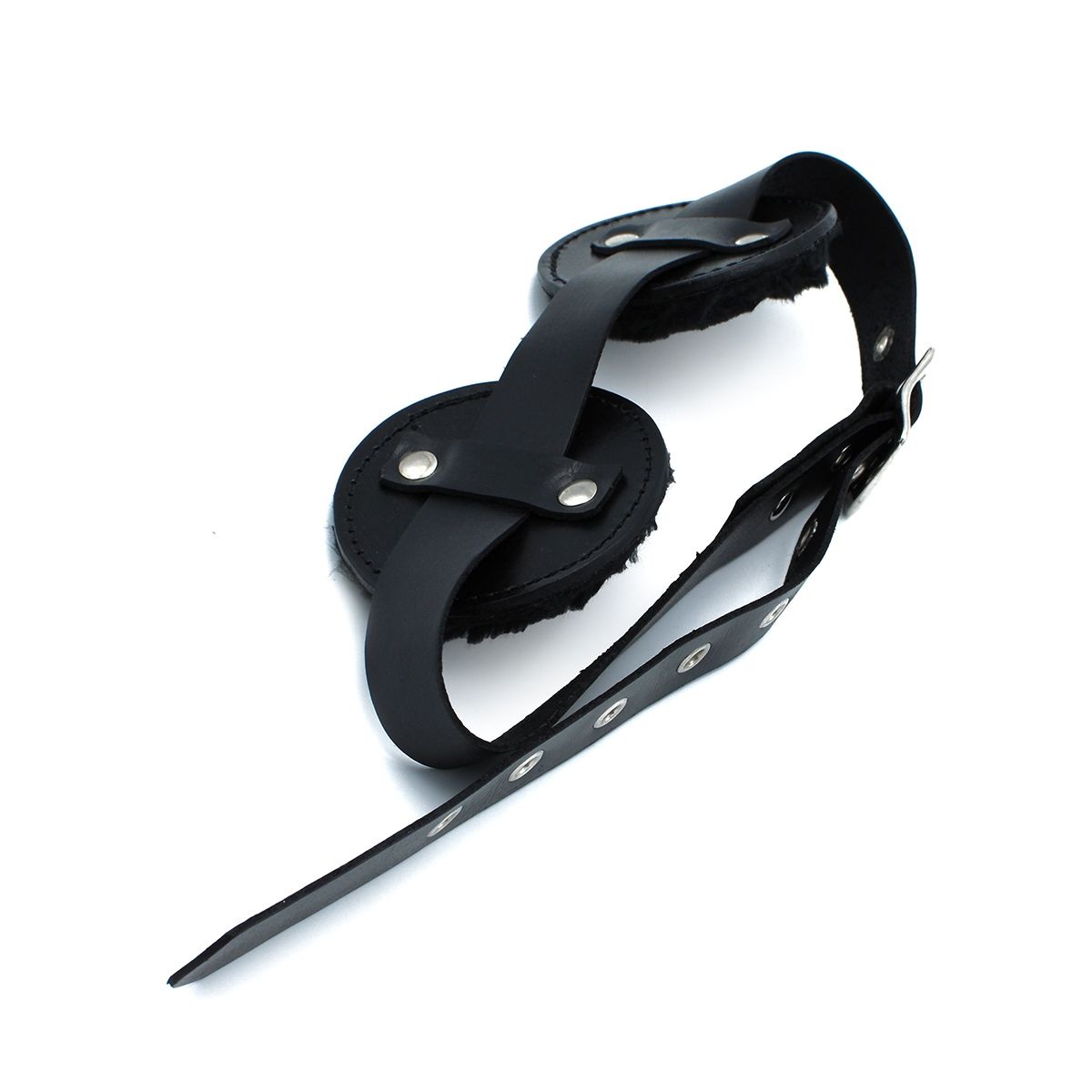 Black Leather Blindfold with Adjustable Eye Patches